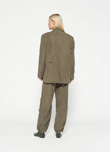 statement shoulder blazer | dark moss