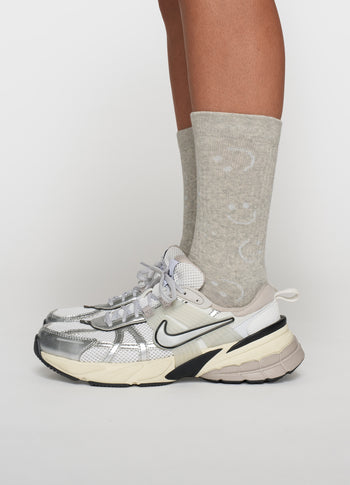 socks all-over smile | light grey melee