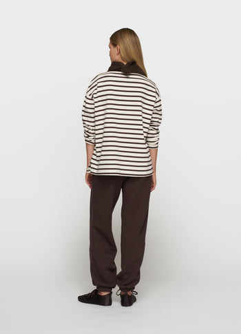 boat neck top stripes | ecru/wine