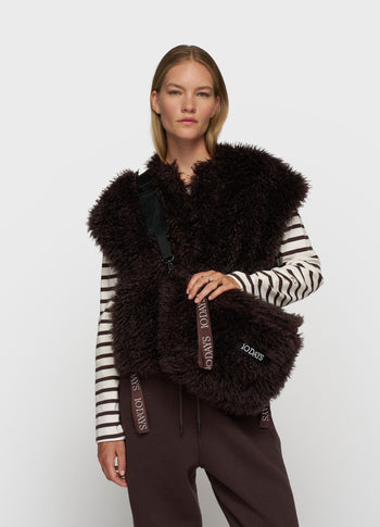 hairy cross body bag | deep wine