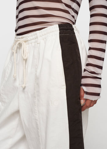 mesh long sleeve stripes | ecru/wine