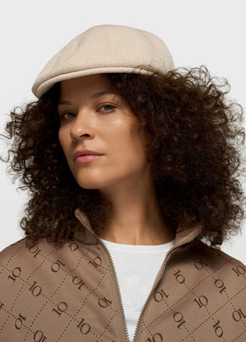 knit flat cap | pearl