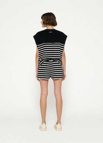 terry sleeveless sweater stripes | black/ecru