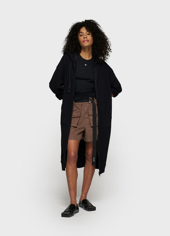 long zip hoodie fleece | black