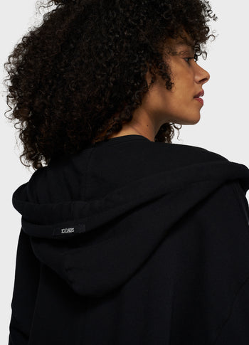 long zip hoodie fleece | black