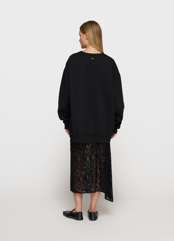 lace midi skirt | black