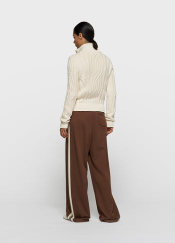 cable knit zip | pearl