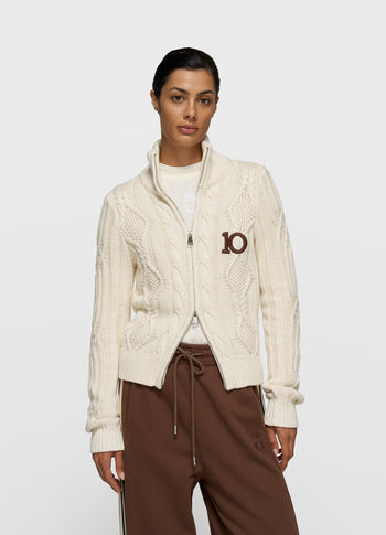cable knit zip | pearl