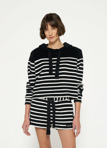terry hoodie stripes | black/ecru