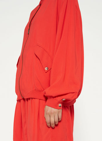bomber blouse | poppy red