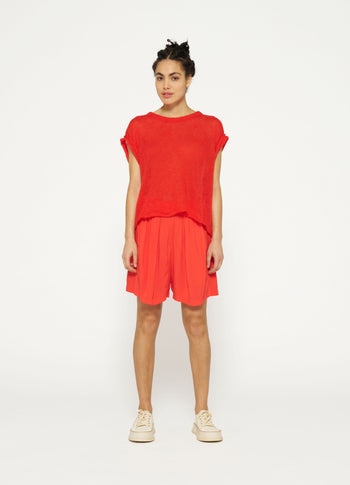 flowy viscose shorts | poppy red