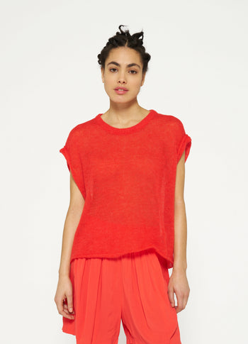 tee thin knit | poppy red