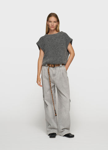 cargo pants flowy denim | grey wash