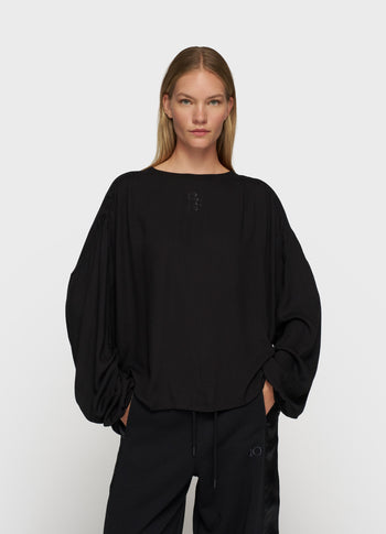 flowy blouse gathering | black