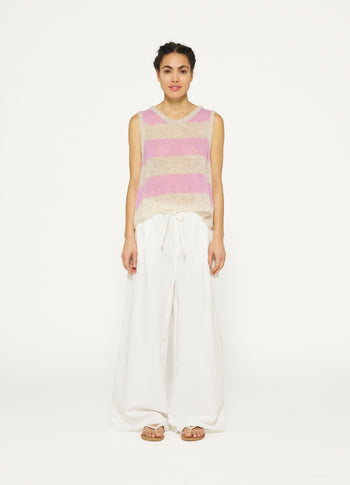 tank top thin knit stripes | light safari/violet