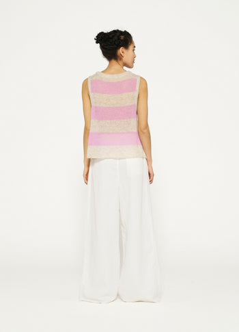 tank top thin knit stripes | light safari/violet