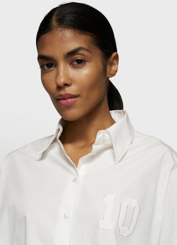 oversized cropped shirt | ecru