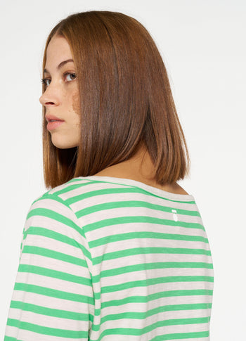 longsleeve tee stripes | ecru/apple green