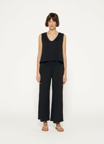 wide leg smock pants | black