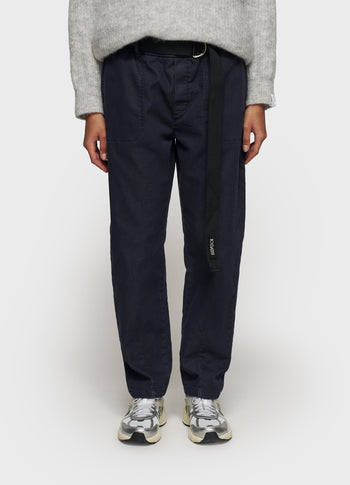 belted pants | dark navy