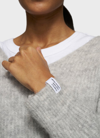 soft v-neck sweater knit | light grey melee