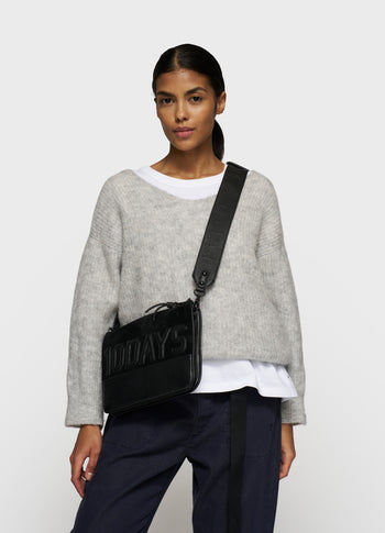 leather double mini pouch | black