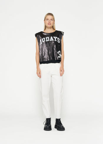 padded top sequins | black