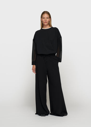 wide leg pants crepe | black