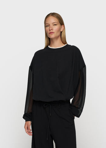 pleated sweater chiffon | black