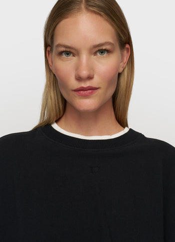 pleated sweater chiffon | black