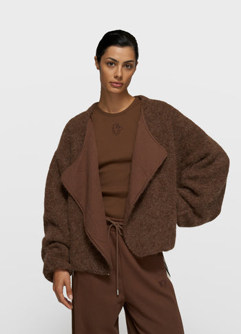 puffy hairy knit bomber | dark truffle