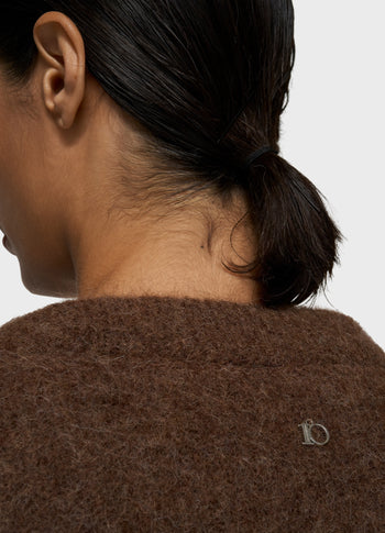 puffy hairy knit bomber | dark truffle