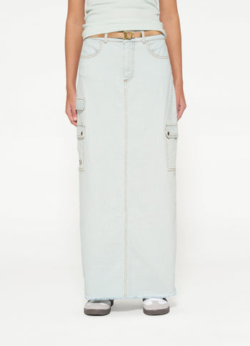 slub twill skirt | sea foam