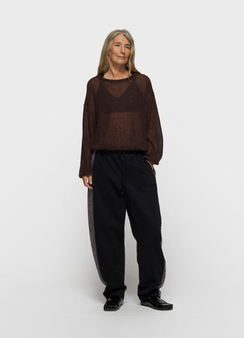 thin knit sweater | deep wine