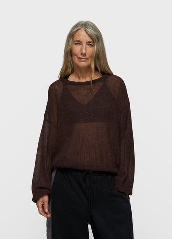 thin knit sweater | deep wine