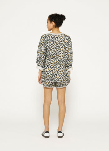 raw edge statement sweater leopard | light grey melee