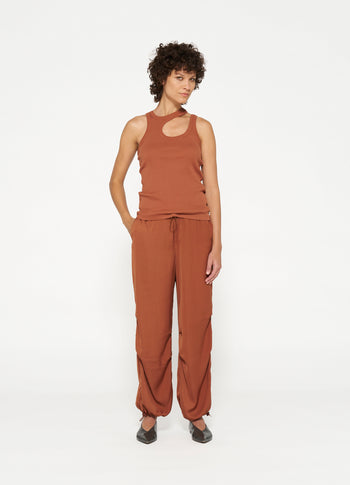 cut out tank top rib | saddle brown