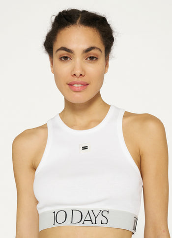 tank top rib bra | white