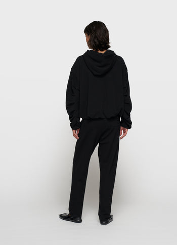 pleated balloon hoodie | black