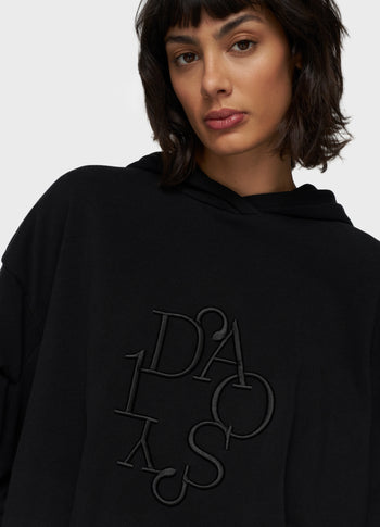 pleated balloon hoodie | black