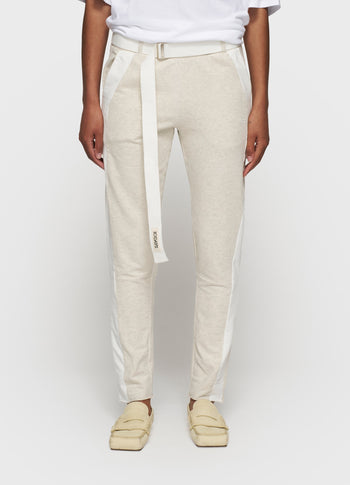 belted cropped jogger tape | soft white melee