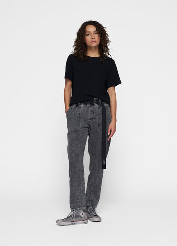 THE BELTED PANTS WASHED | black