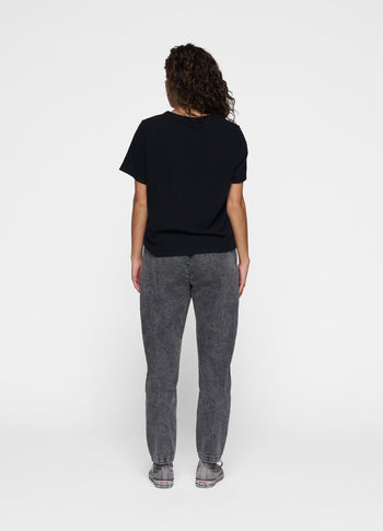 THE BELTED PANTS WASHED | black