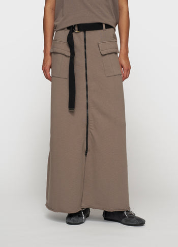 belted midi skirt fleece | moonrock