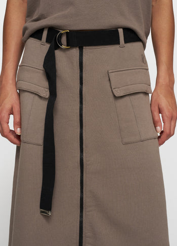 belted midi skirt fleece | moonrock