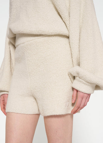 boucle knit shorts | light natural