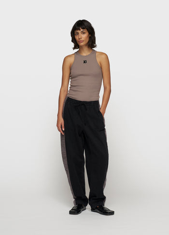 wide tapered pants twill | black