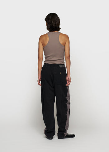 wide tapered pants twill | black