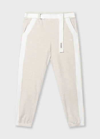 belted cropped jogger tape | soft white melee