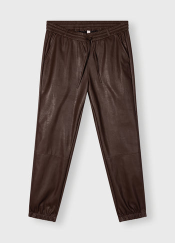 soft PU cropped jogger | deep wine